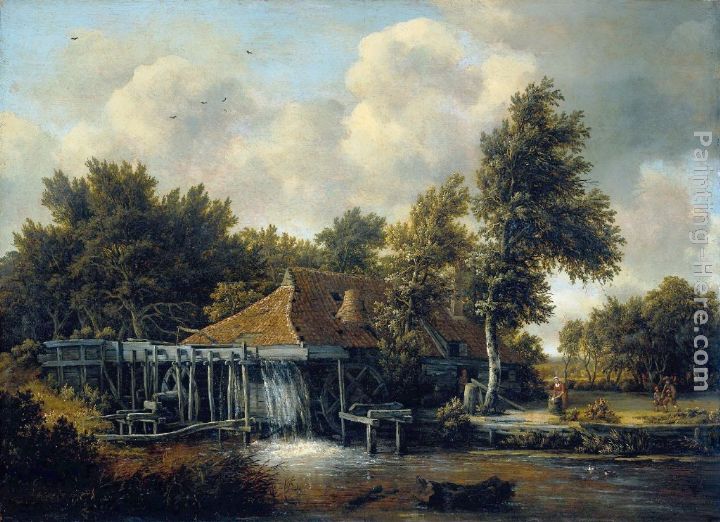 A Water Mill painting - Meindert Hobbema A Water Mill art painting